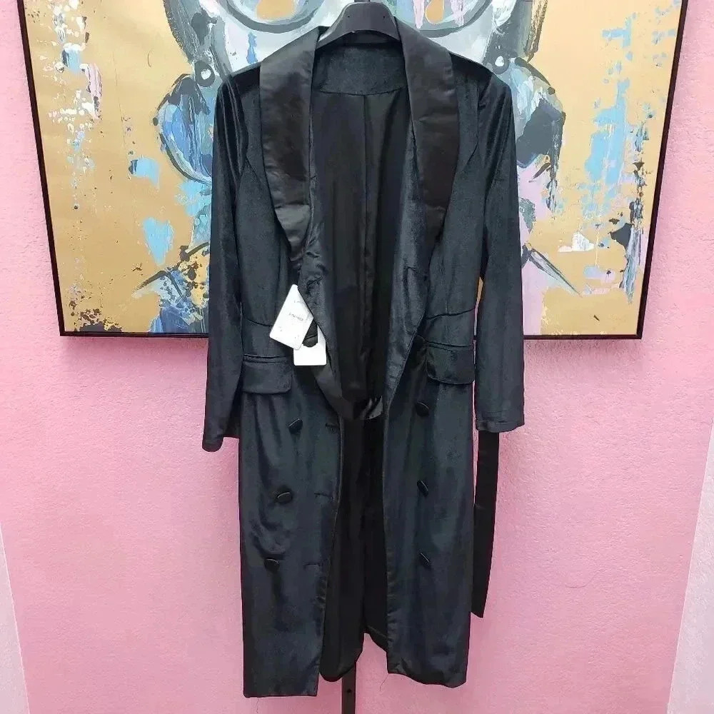 Coeur de Vague Black Velvet Overcoat/Dress